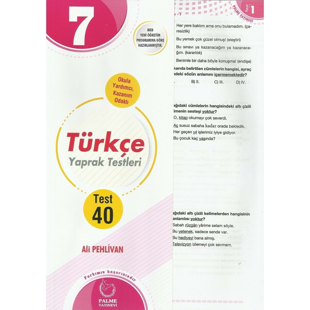 PALME 7.SINIF TÜRKÇE YAPRAK TEST