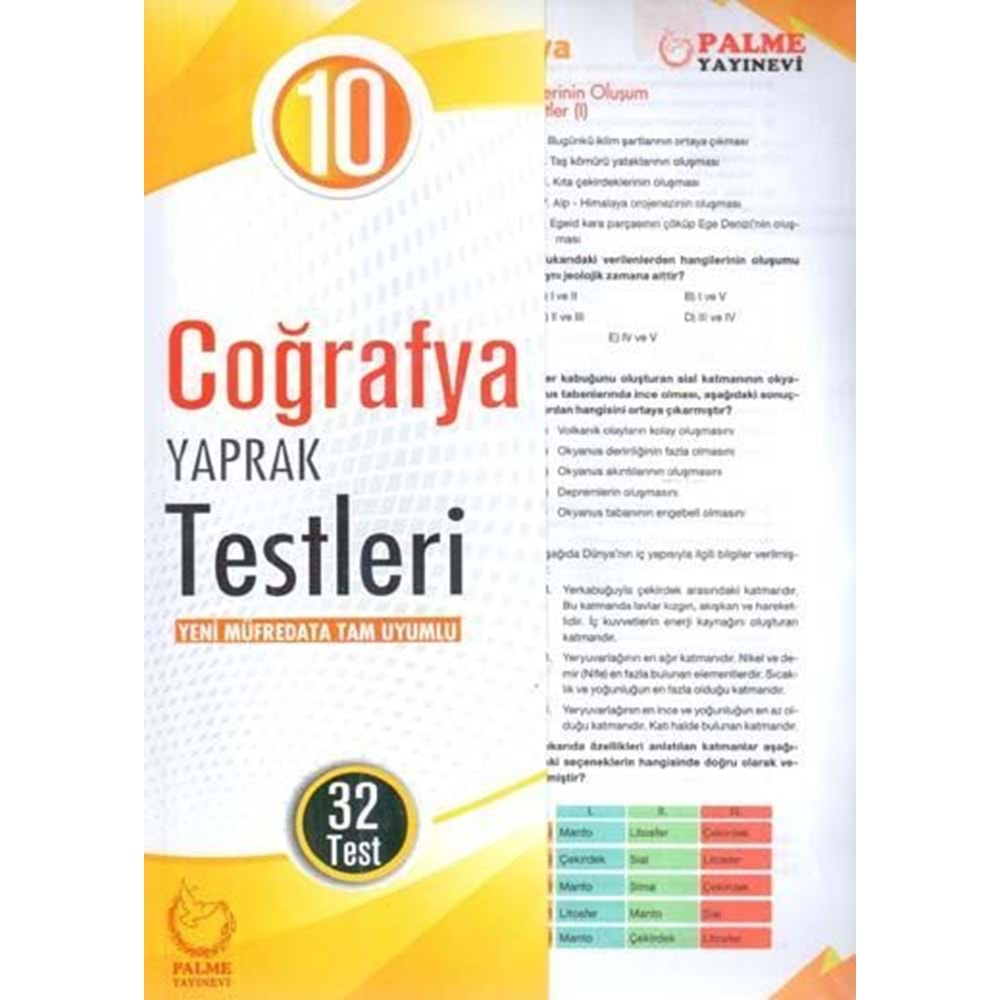 PALME 10.SINIF COĞRAFYA YAPRAK TEST