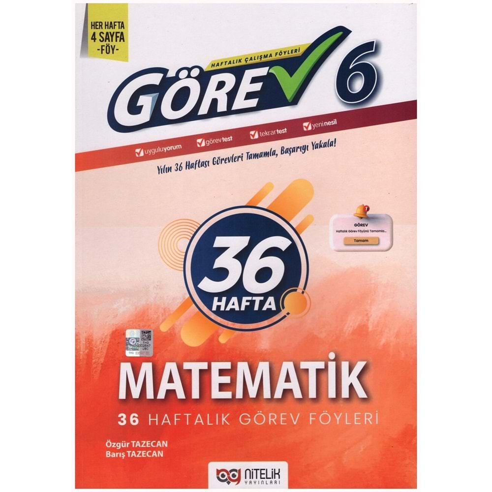 NİTELİK 6.SINIF GÖREV MATEMATİK 36 HAFTALIK