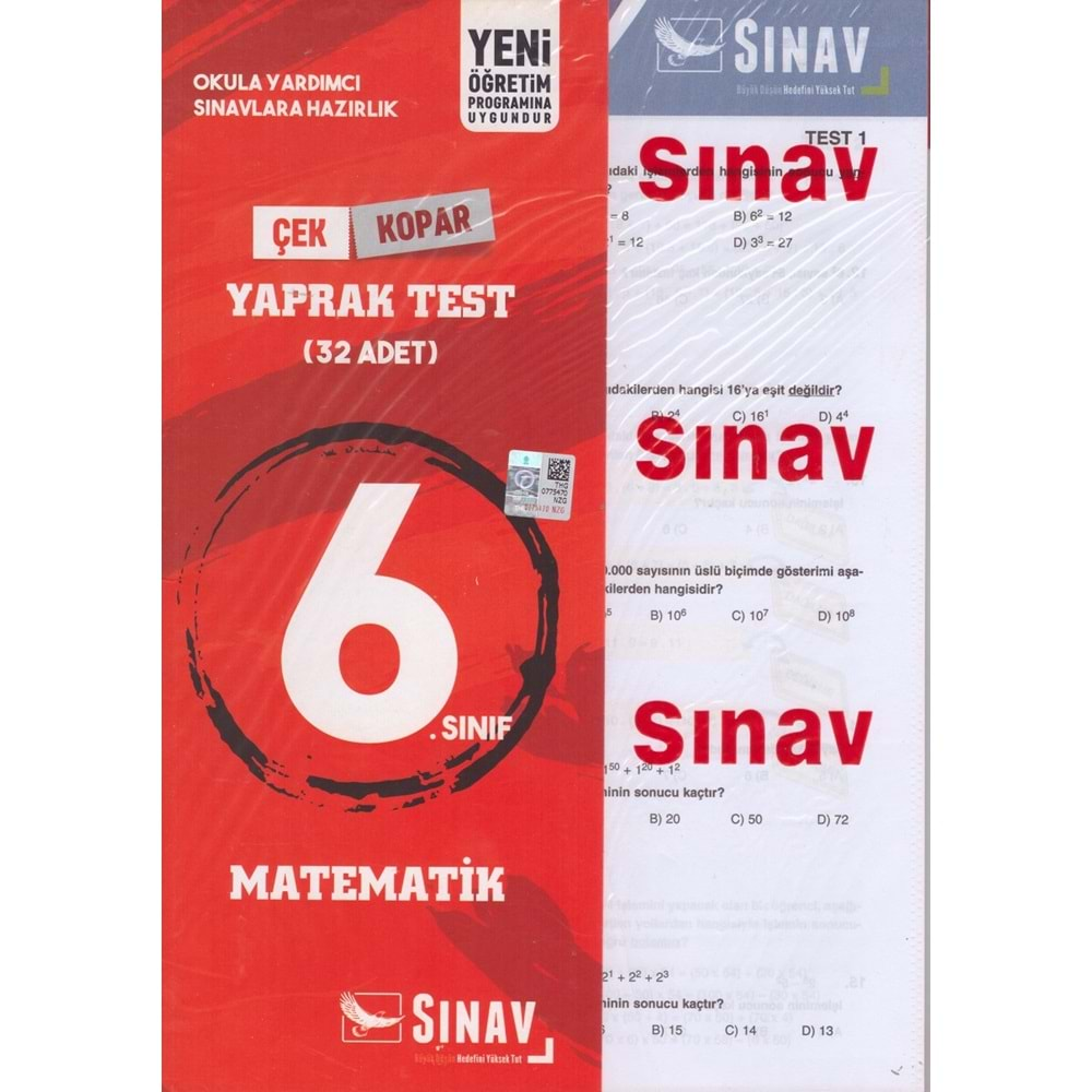 SINAV 6.SINIF MATEMATİK YAPRAK TEST