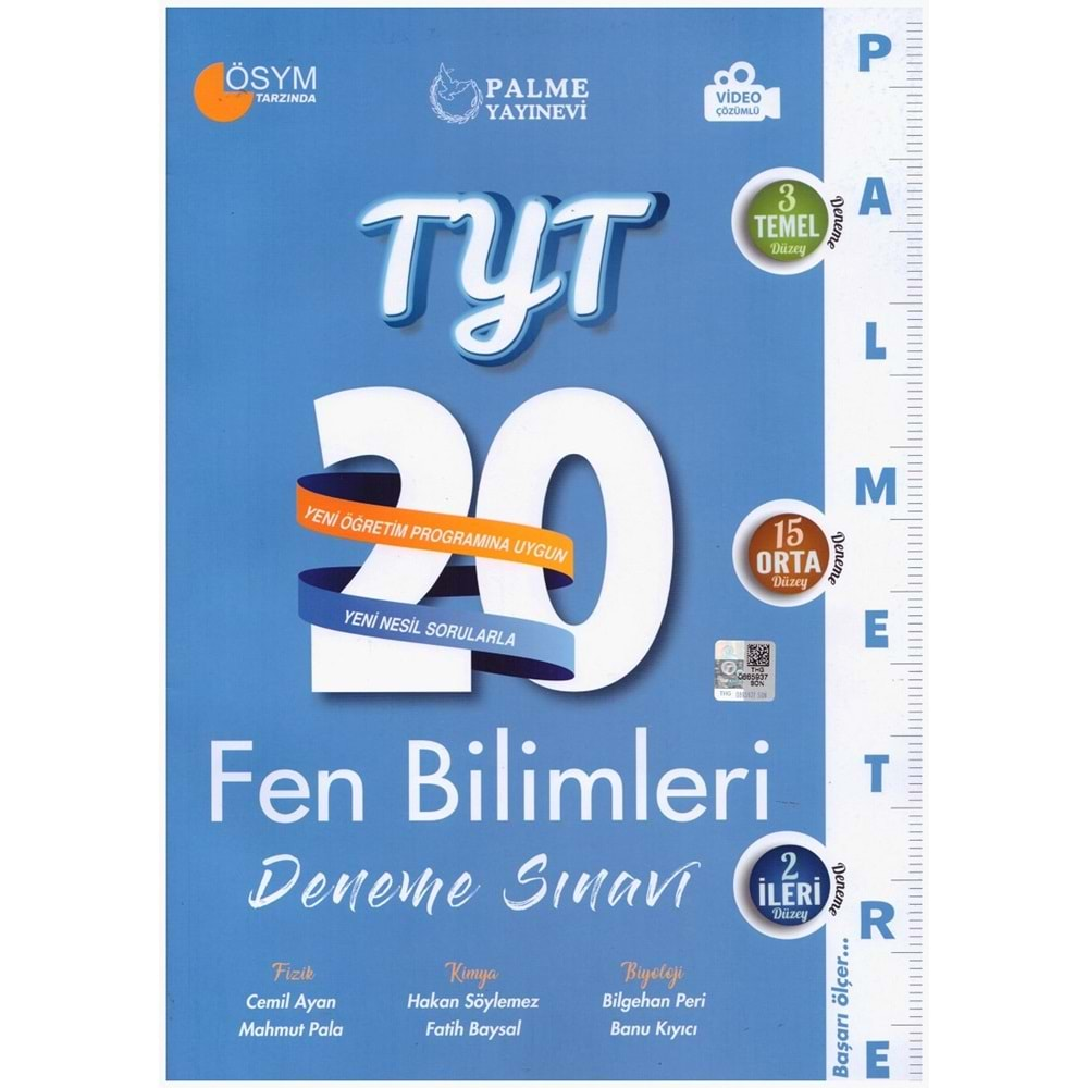 PALME TYT FEN BİLİMLERİ 20 DENEME PALMETRE VİDEO ÇÖZÜMLÜ