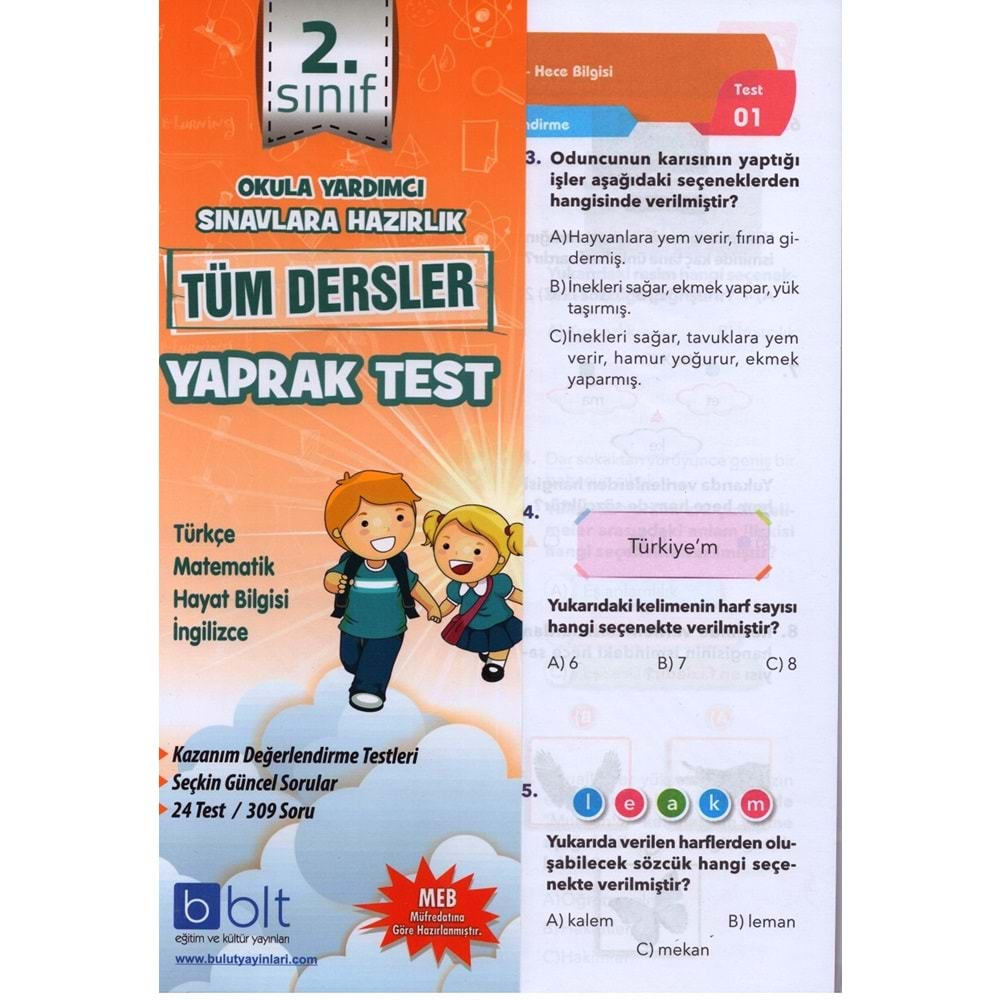 BULUT 2.SINIF TÜM DERSLER YAPRAK TEST