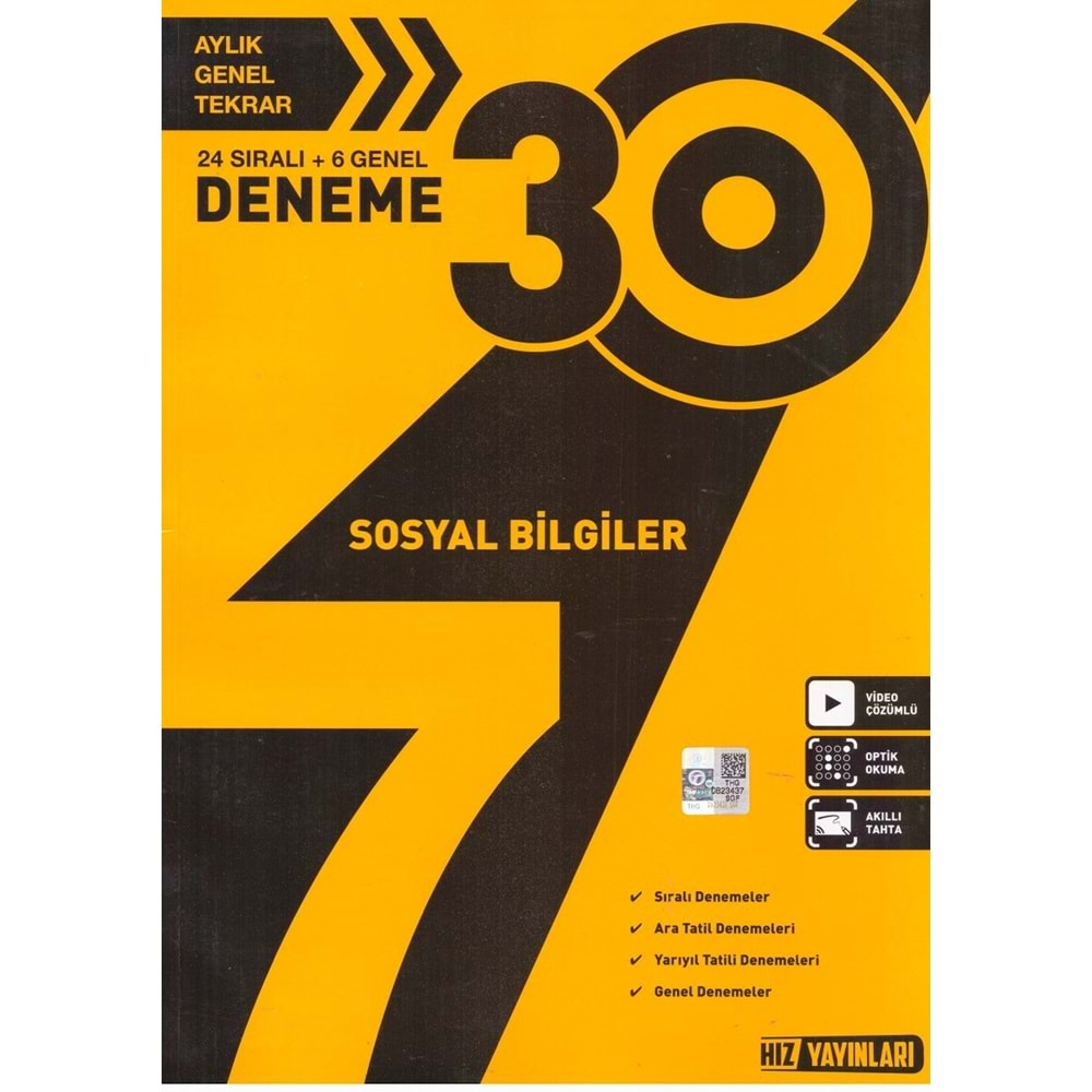 HIZ 7.SINIF SOSYAL BİLGİLER 30 DENEME