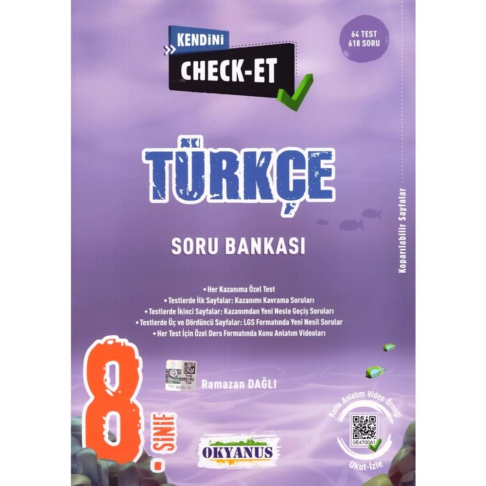 OKYANUS 8.SINIF KENDİNİ CHECK-ET TÜRKÇE SORU BANKASI