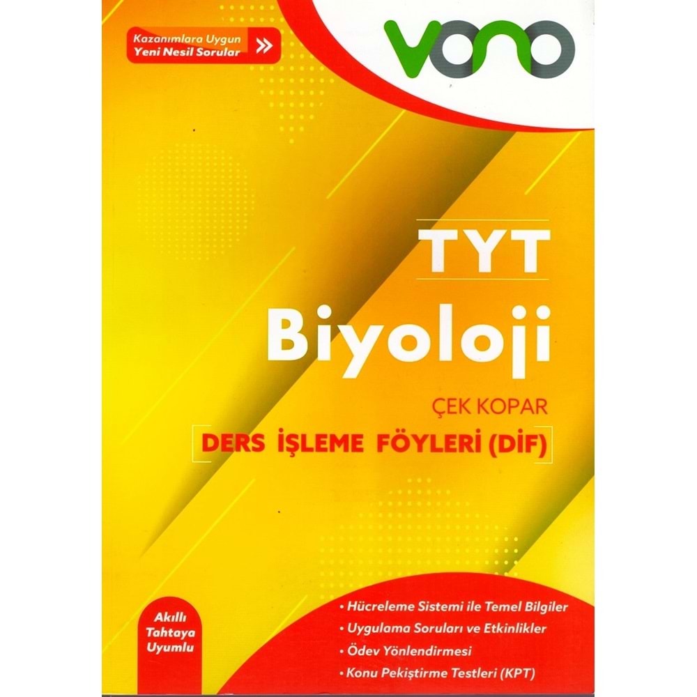 VONO TYT BİYOLOJİ DERS İŞLEME FÖYLERİ ( DİF )