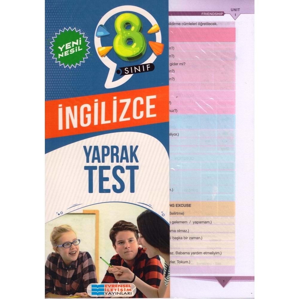 EVRENSEL 8.SINIF İNGİLİZCE YAPRAK TEST