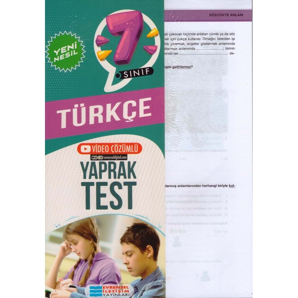 EVRENSEL 7.SINIF TÜRKÇE YAPRAK TEST