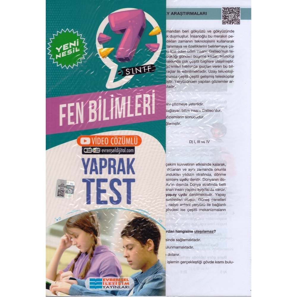 EVRENSEL 7.SINIF FEN BİLİMLERİ YAPRAK TEST