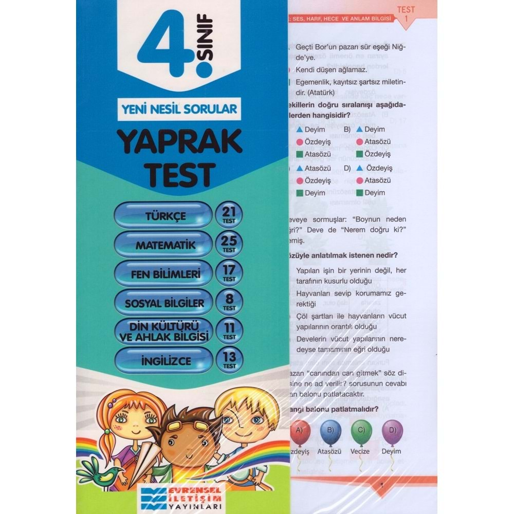 EVRENSEL 4.SINIF TÜM DERSLER YAPRAK TEST