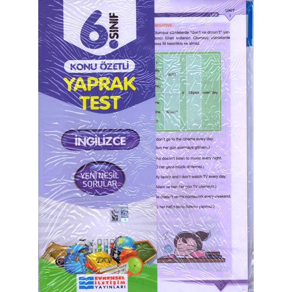 EVRENSEL 6.SINIF İNGİLİZCE YAPRAK TEST