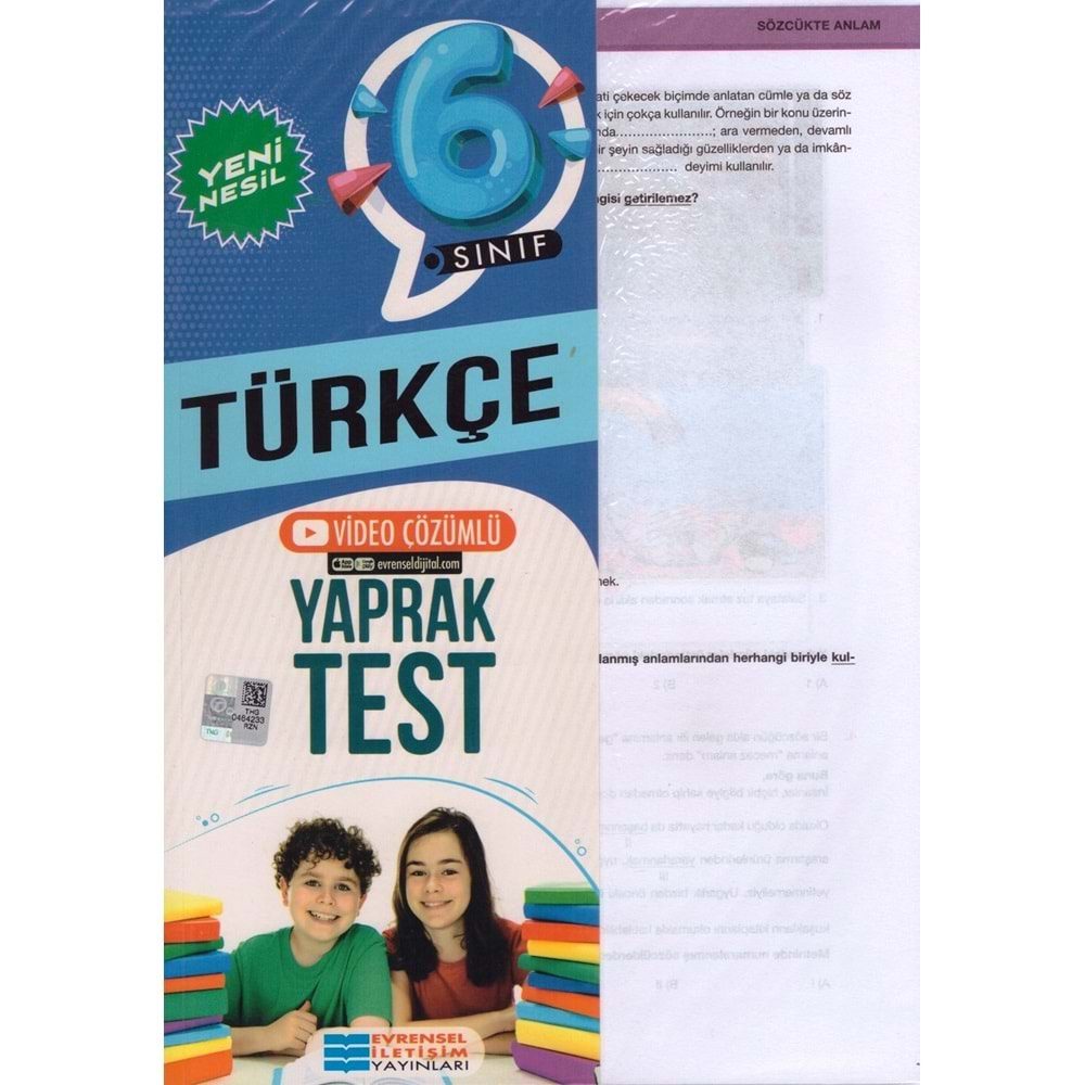 EVRENSEL 6.SINIF TÜRKÇE YAPRAK TEST