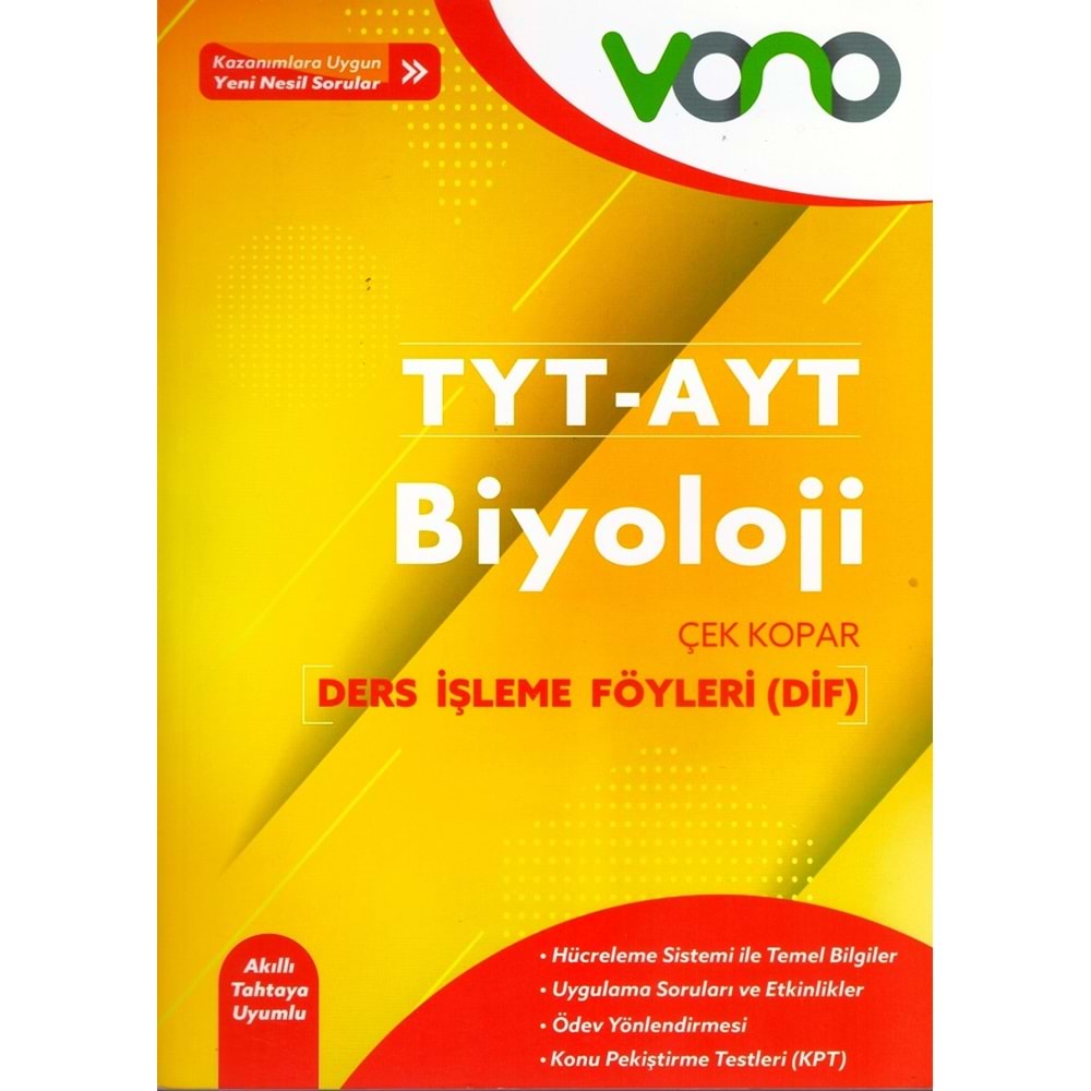 VONO TYT&AYT BİYOLOJİ DERS İŞLEME FÖYLERİ ( DİF )