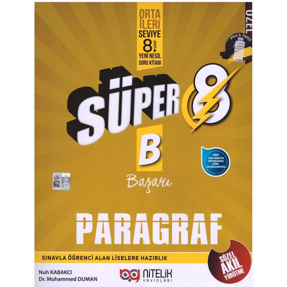 NİTELİK 8.SINIF YENİ NESİL SÜPER PARAGRAF SORU KİTABI