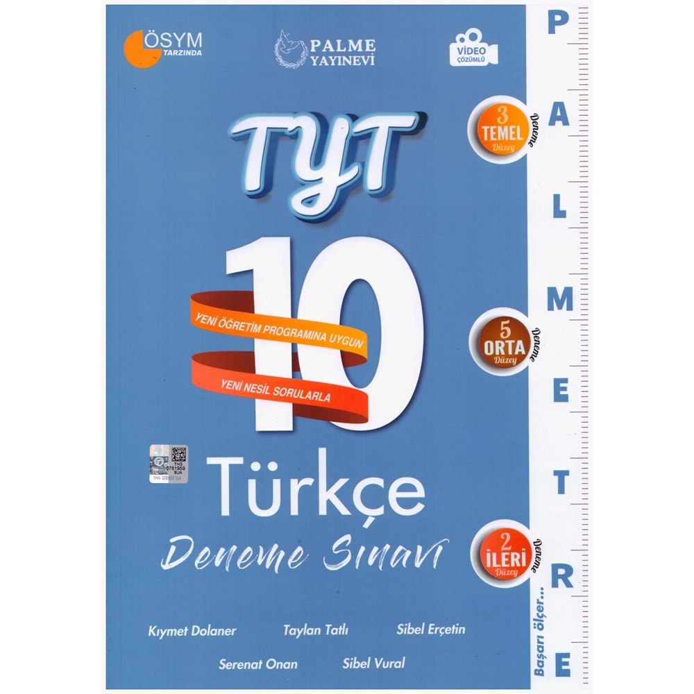 PALME TYT TÜRKÇE 10 DENEME PALMETRE VİDEO ÇÖZÜMLÜ