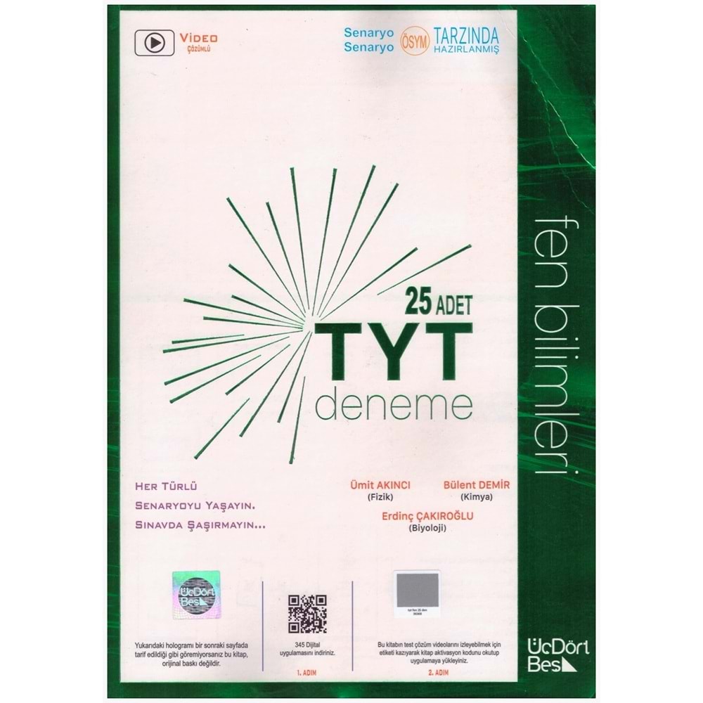 ÜÇDÖRTBEŞ TYT FEN BİLİMLERİ 25 DENEME