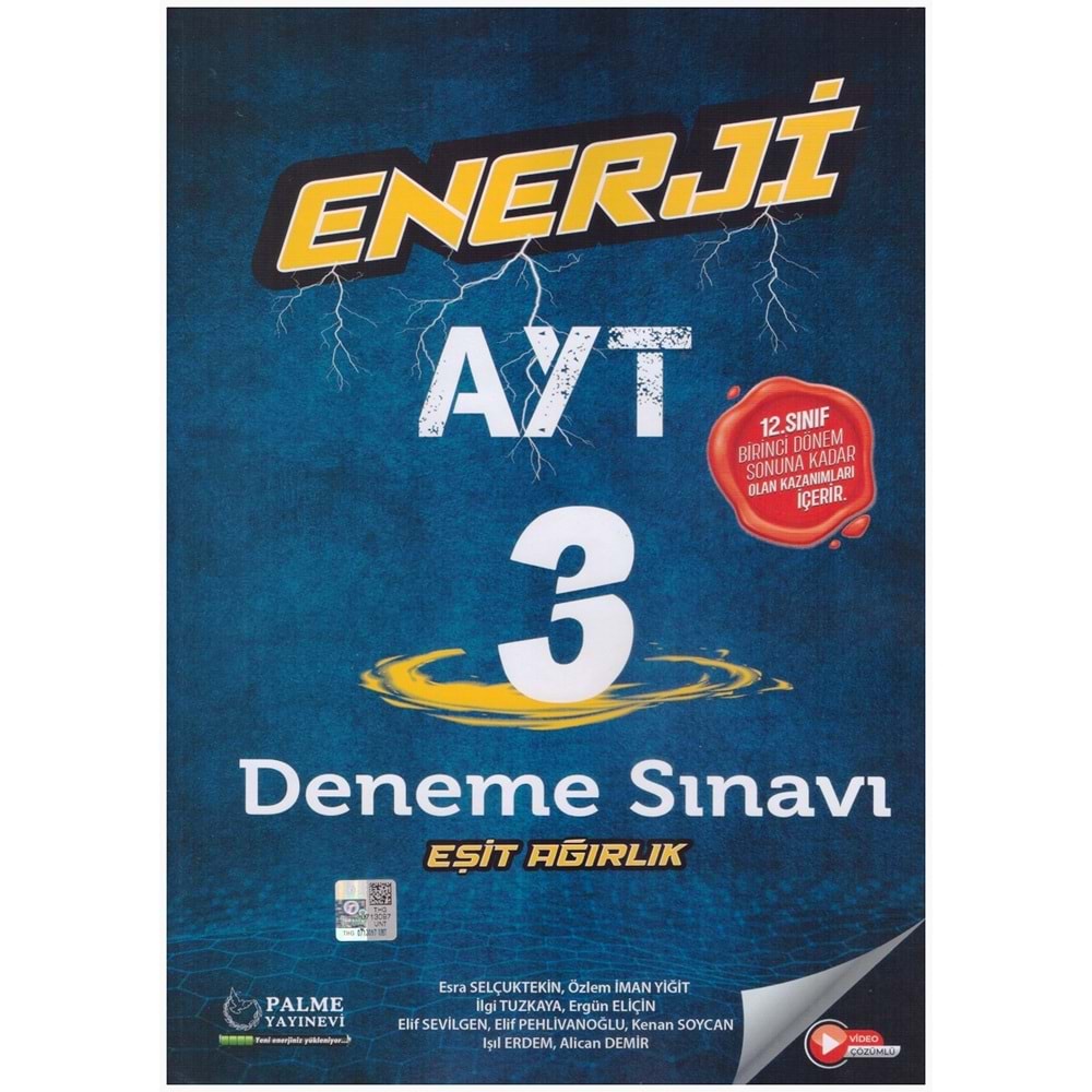 PALME AYT ENERJİ 3 EŞİT AĞIRLIK 1. DÖNEM DENEME SINAVI