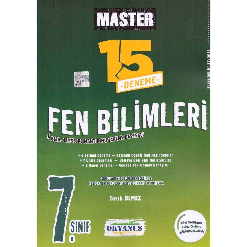 OKYANUS 7.SINIF MASTER FEN BİLİMLERİ 15 DENEME